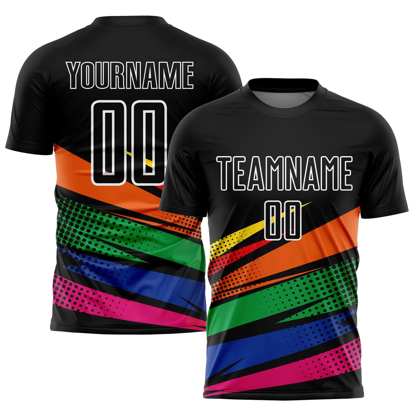 Custom Black Orange-Kelly Green Sublimation Soccer Uniform Jersey - Main View