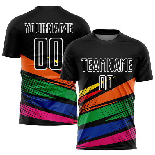 Custom Black Orange-Kelly Green Sublimation Soccer Uniform Jersey - Main View