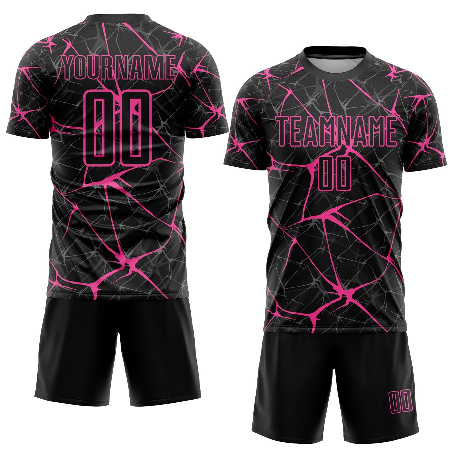 Custom Black Pink Sublimation Soccer Uniform Jersey view 2