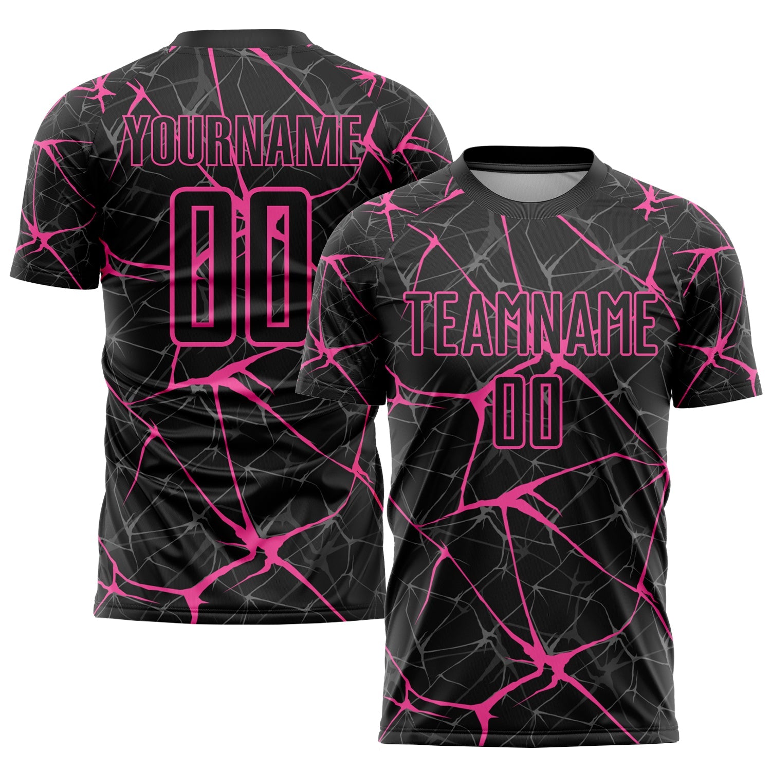 Custom Black Pink Sublimation Soccer Uniform Jersey - Main View