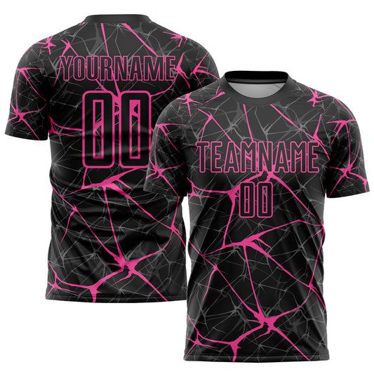 Custom Black Pink Sublimation Soccer Uniform Jersey - Main View
