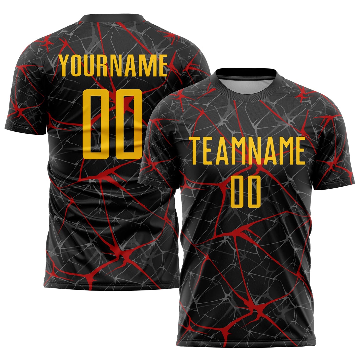 Custom Black Yellow-Red Sublimation Soccer Uniform Jersey - Main View
