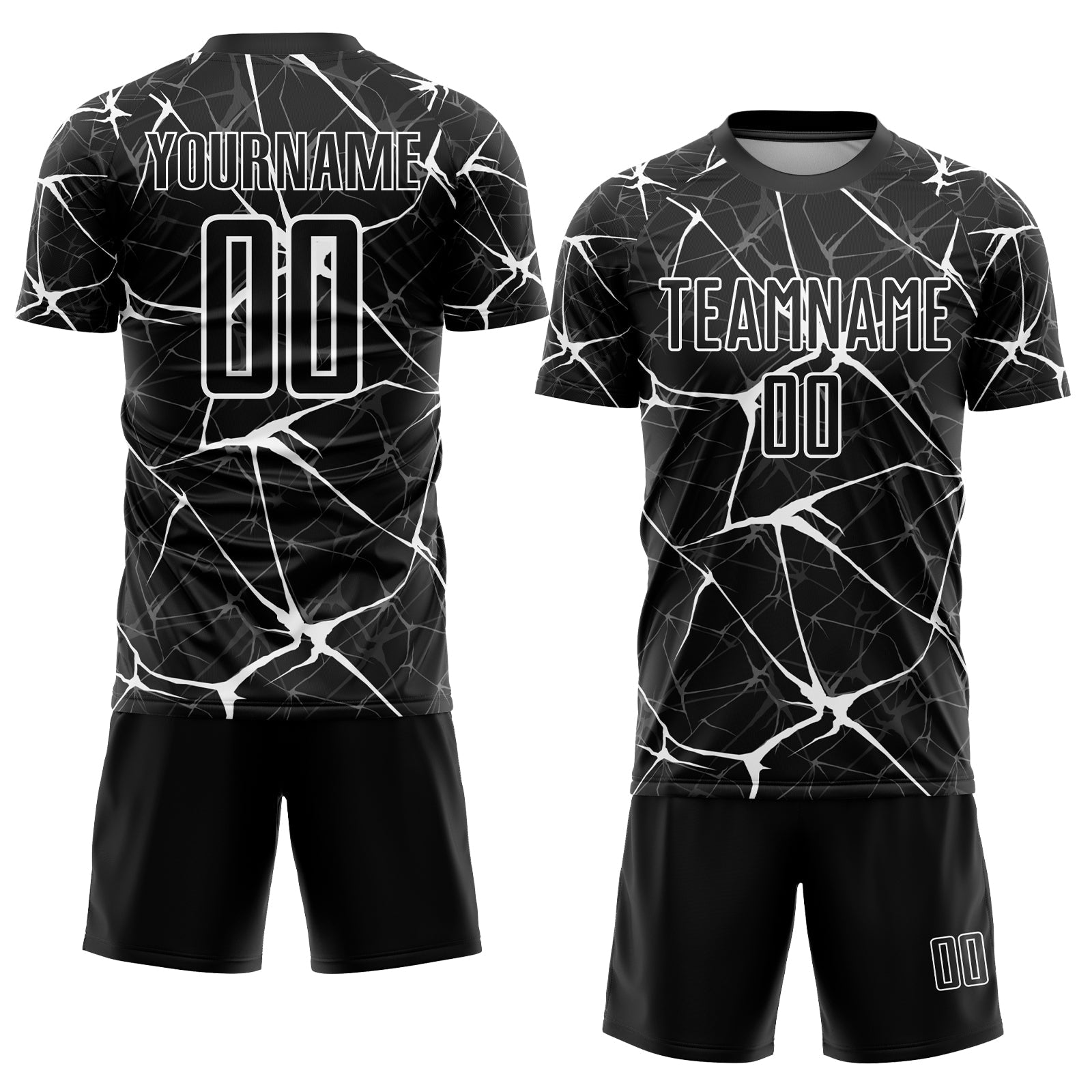 Custom Black White Sublimation Soccer Uniform Jersey view 2
