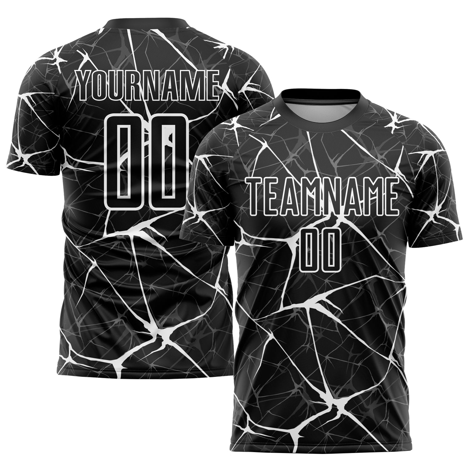 Custom Black White Sublimation Soccer Uniform Jersey - Main View