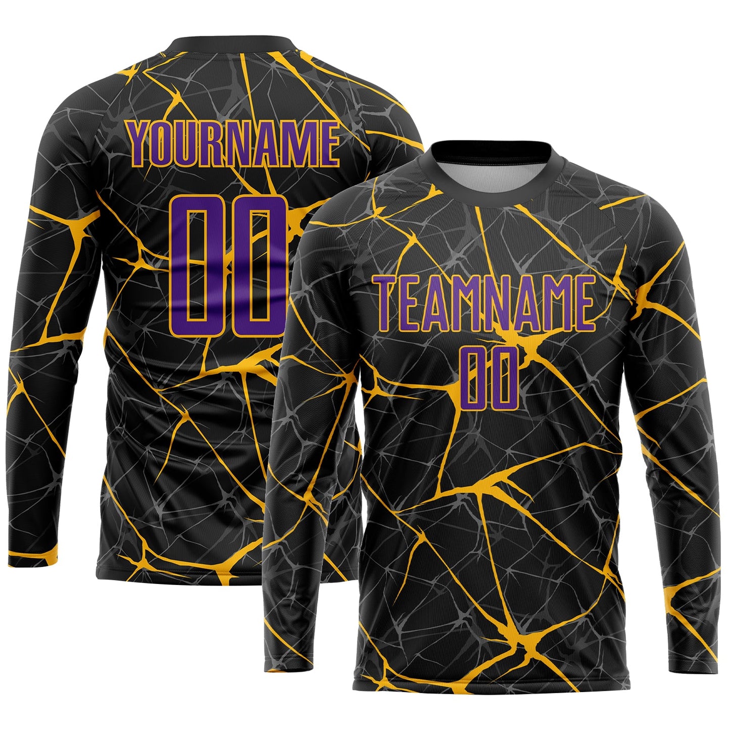 Custom Black Purple-Gold Sublimation Soccer Uniform Jersey view 3