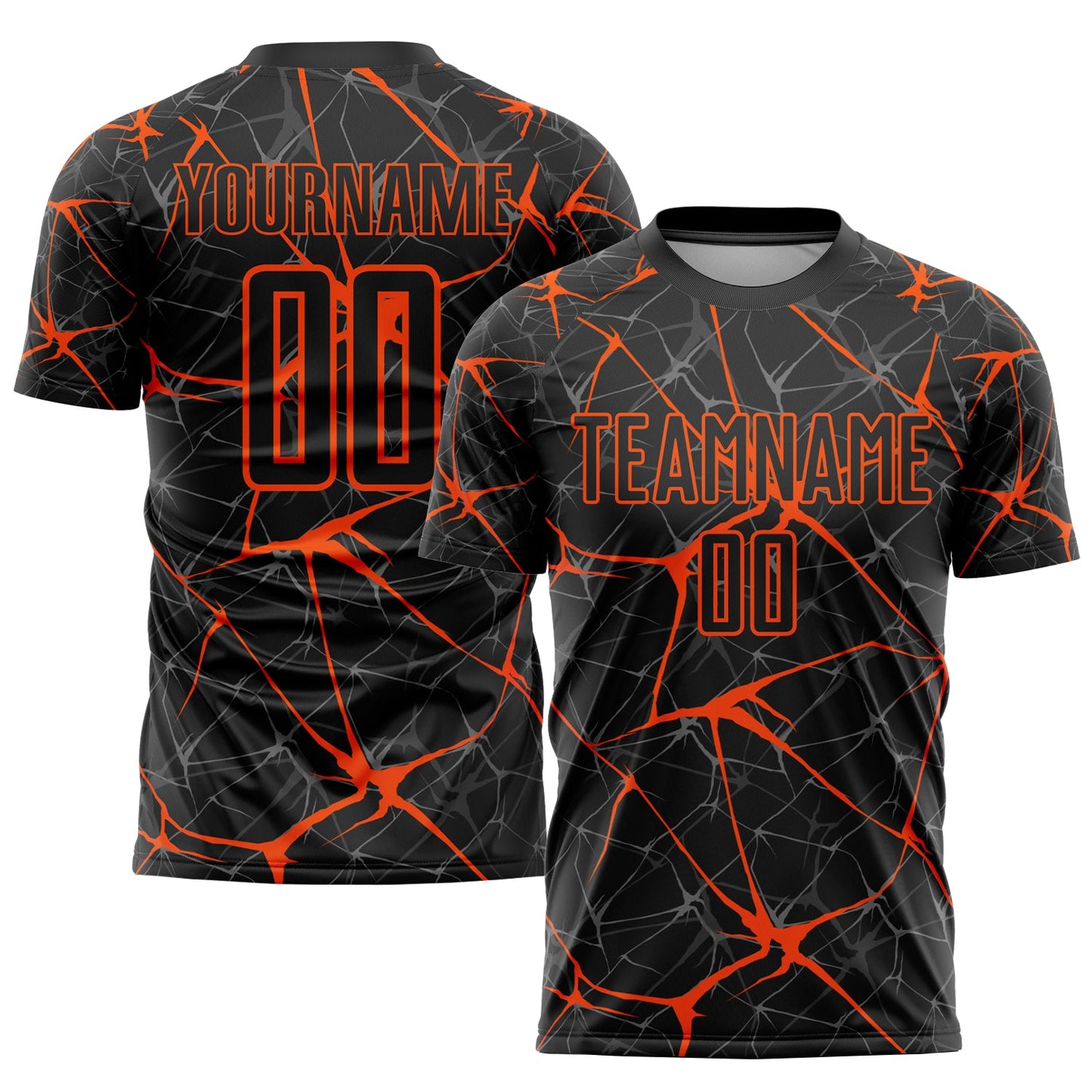 Custom Black Orange Sublimation Soccer Uniform Jersey - Main View