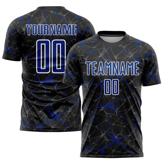 Custom Black Royal-White Sublimation Soccer Uniform Jersey - Main View