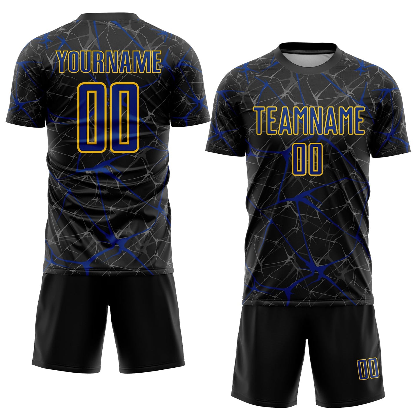 Custom Black Royal-Yellow Sublimation Soccer Uniform Jersey view 2