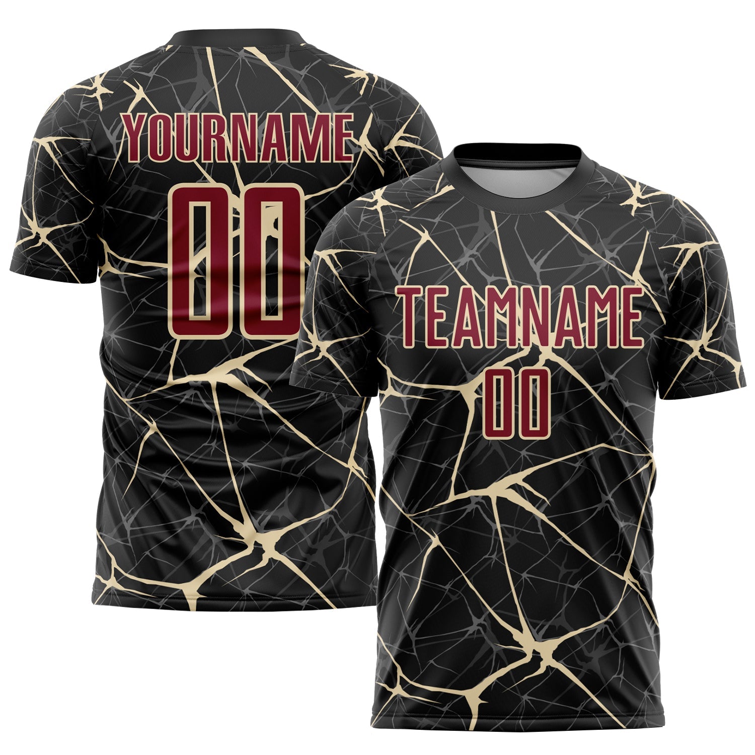 Custom Black Crimson-City Cream Sublimation Soccer Uniform Jersey - Main View