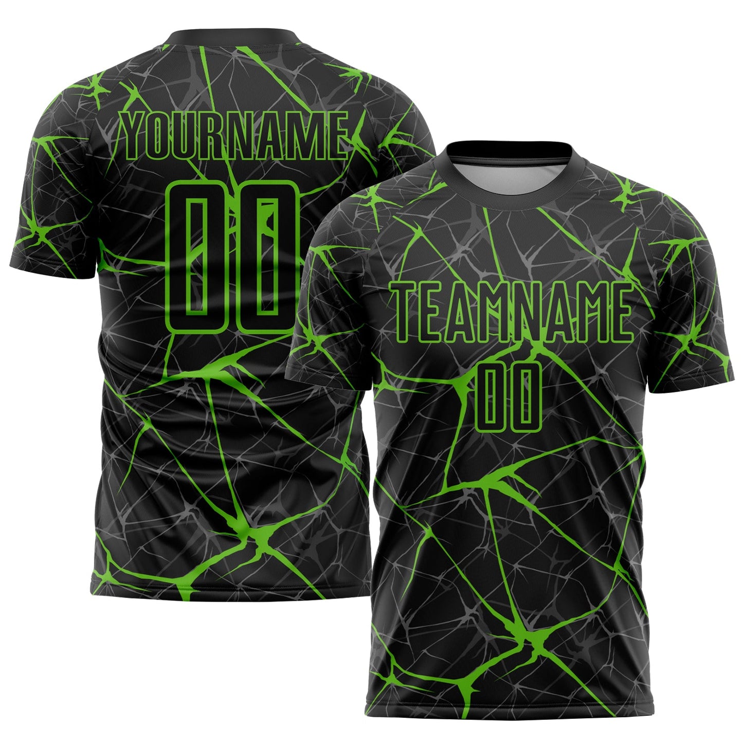 Custom Black Aurora Green Sublimation Soccer Uniform Jersey - Main View