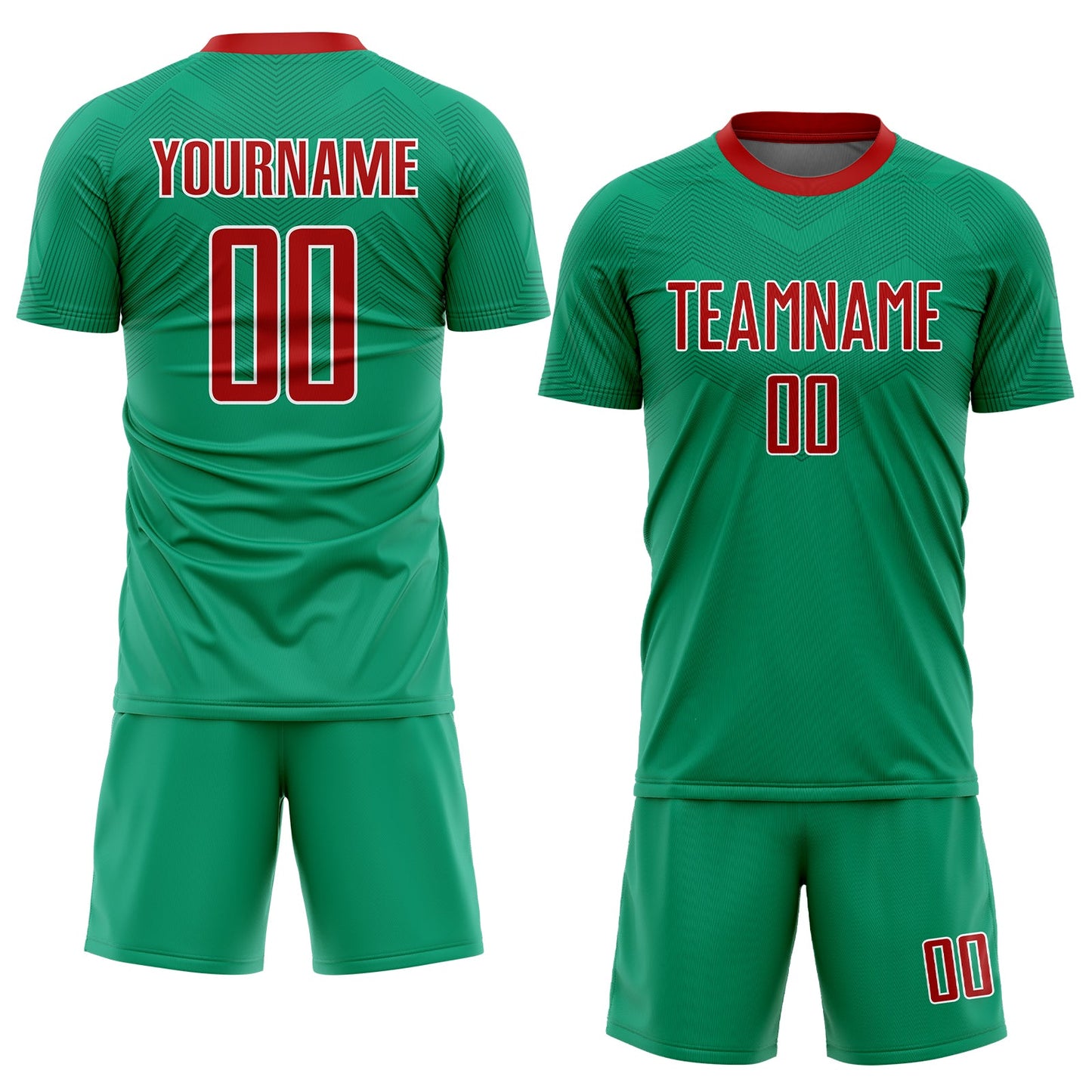 Custom Kelly Green Red-White Sublimation Mexico Soccer Uniform Jersey view 2