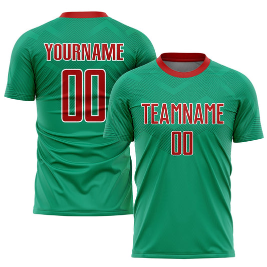 Custom Kelly Green Red-White Sublimation Mexico Soccer Uniform Jersey - Main View