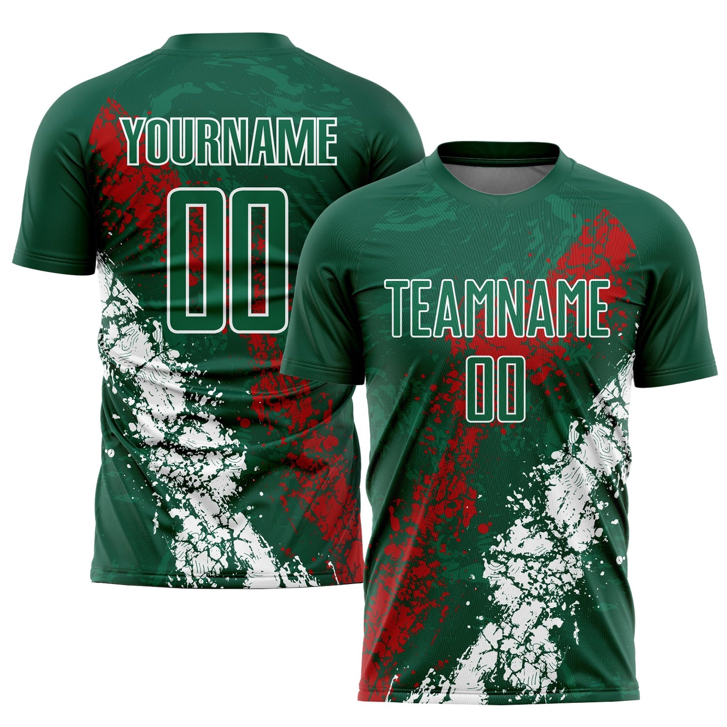 Custom Green Red-White Sublimation Mexico Soccer Uniform Jersey - Main View