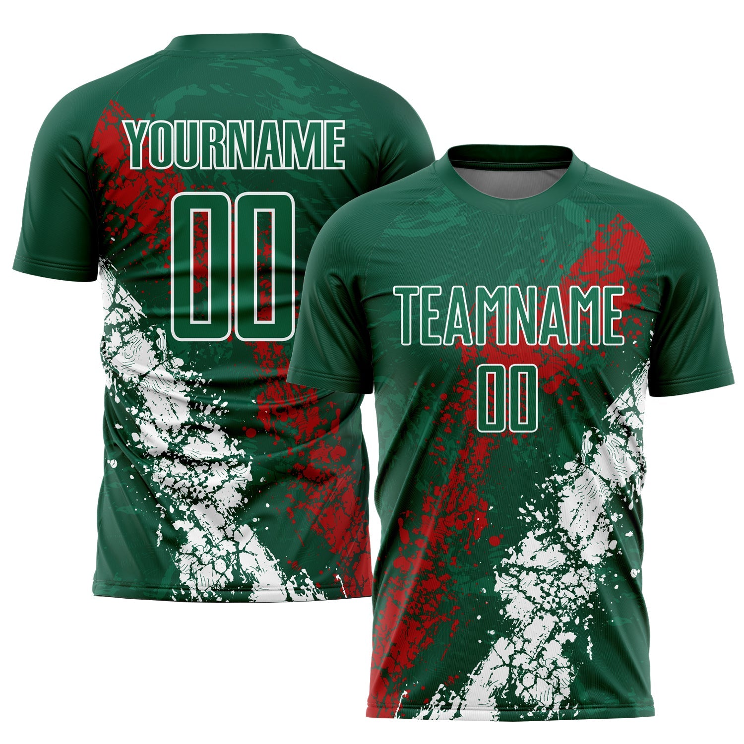 Custom Green Red-White Sublimation Mexico Soccer Uniform Jersey - Main View