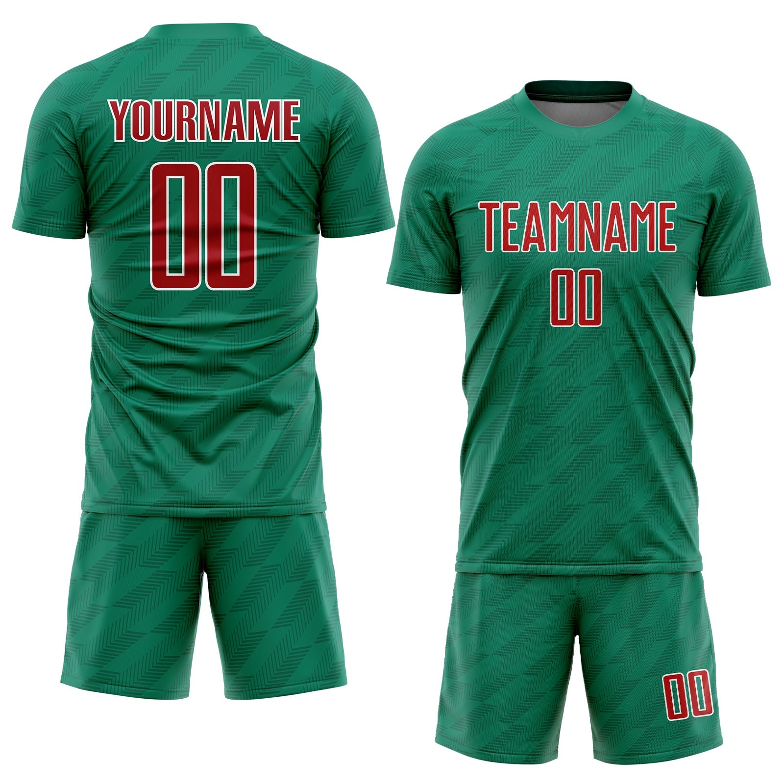 Custom Kelly Green Red-White Sublimation Mexico Soccer Uniform Jersey view 2