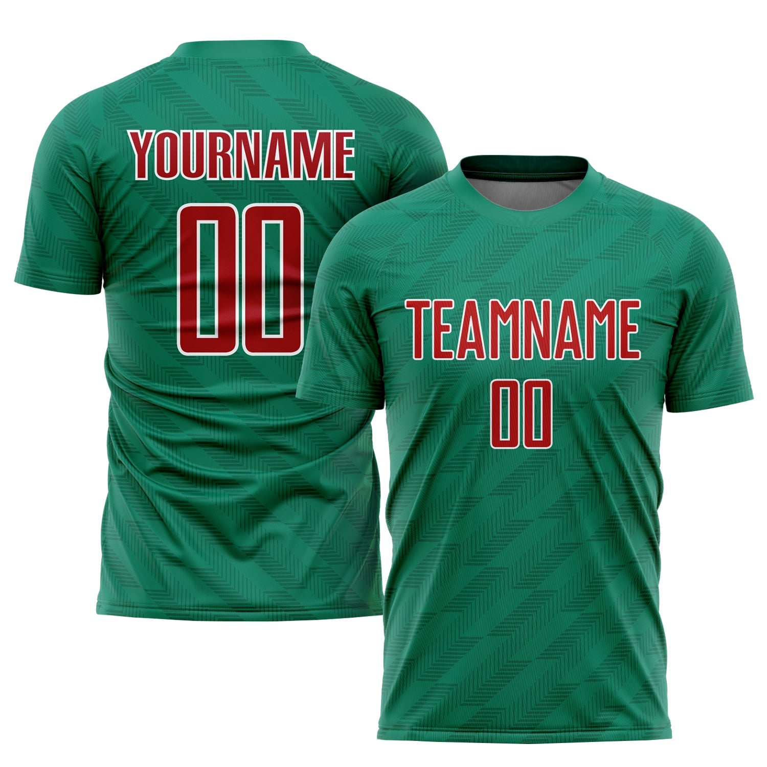Custom Kelly Green Red-White Sublimation Mexico Soccer Uniform Jersey - Main View