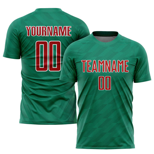 Custom Kelly Green Red-White Sublimation Mexico Soccer Uniform Jersey - Main View