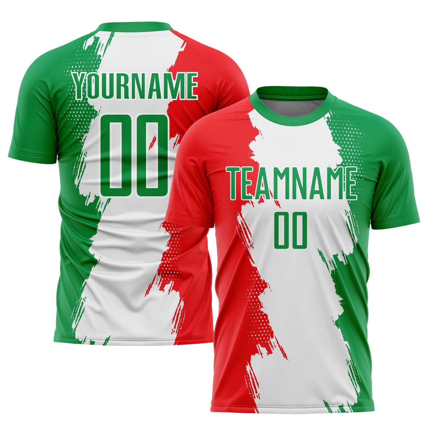 Custom Grass Green Red-White Sublimation Mexico Soccer Uniform Jersey - Main View