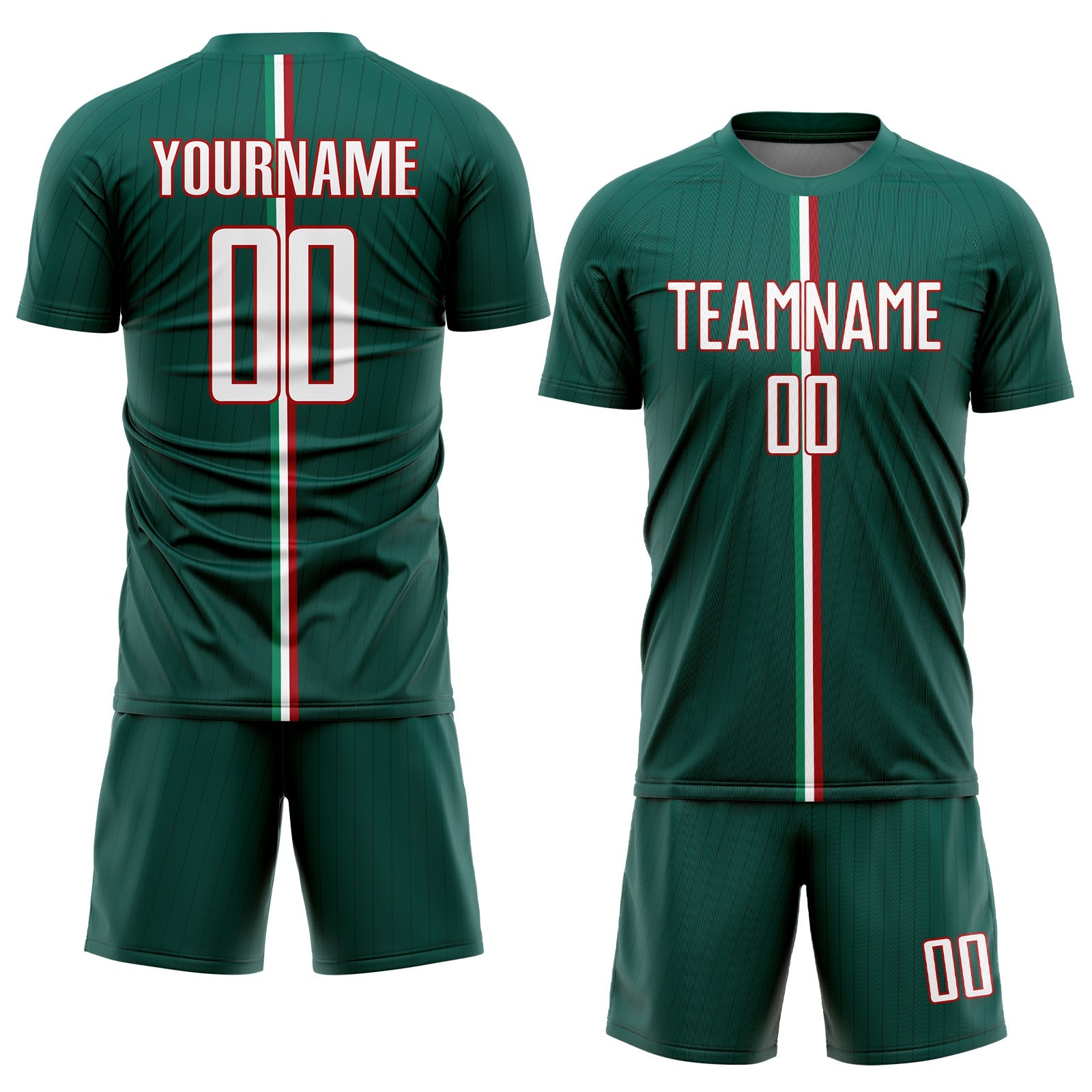 Custom Green White-Red Sublimation Mexico Soccer Uniform Jersey view 2