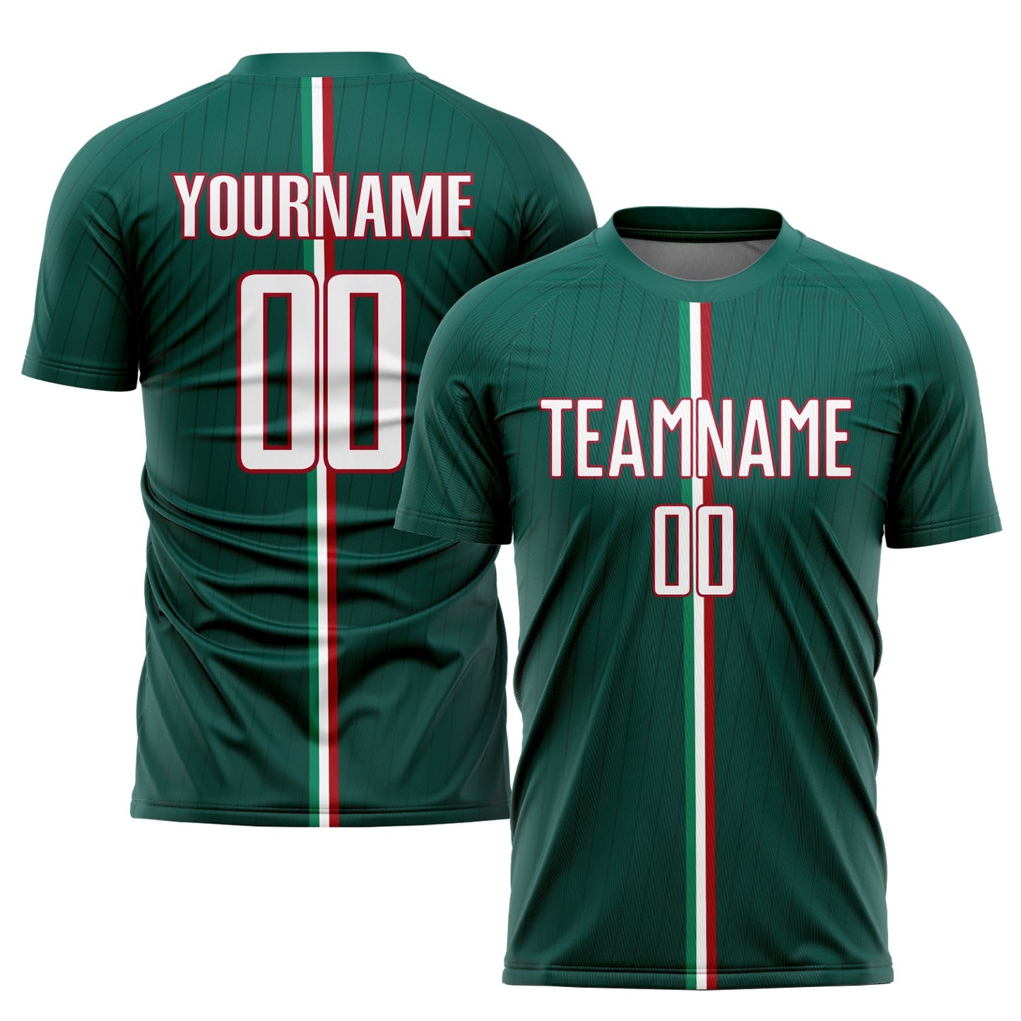 Custom Green White-Red Sublimation Mexico Soccer Uniform Jersey - Main View