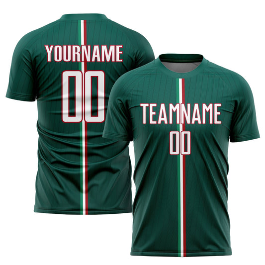 Custom Green White-Red Sublimation Mexico Soccer Uniform Jersey - Main View