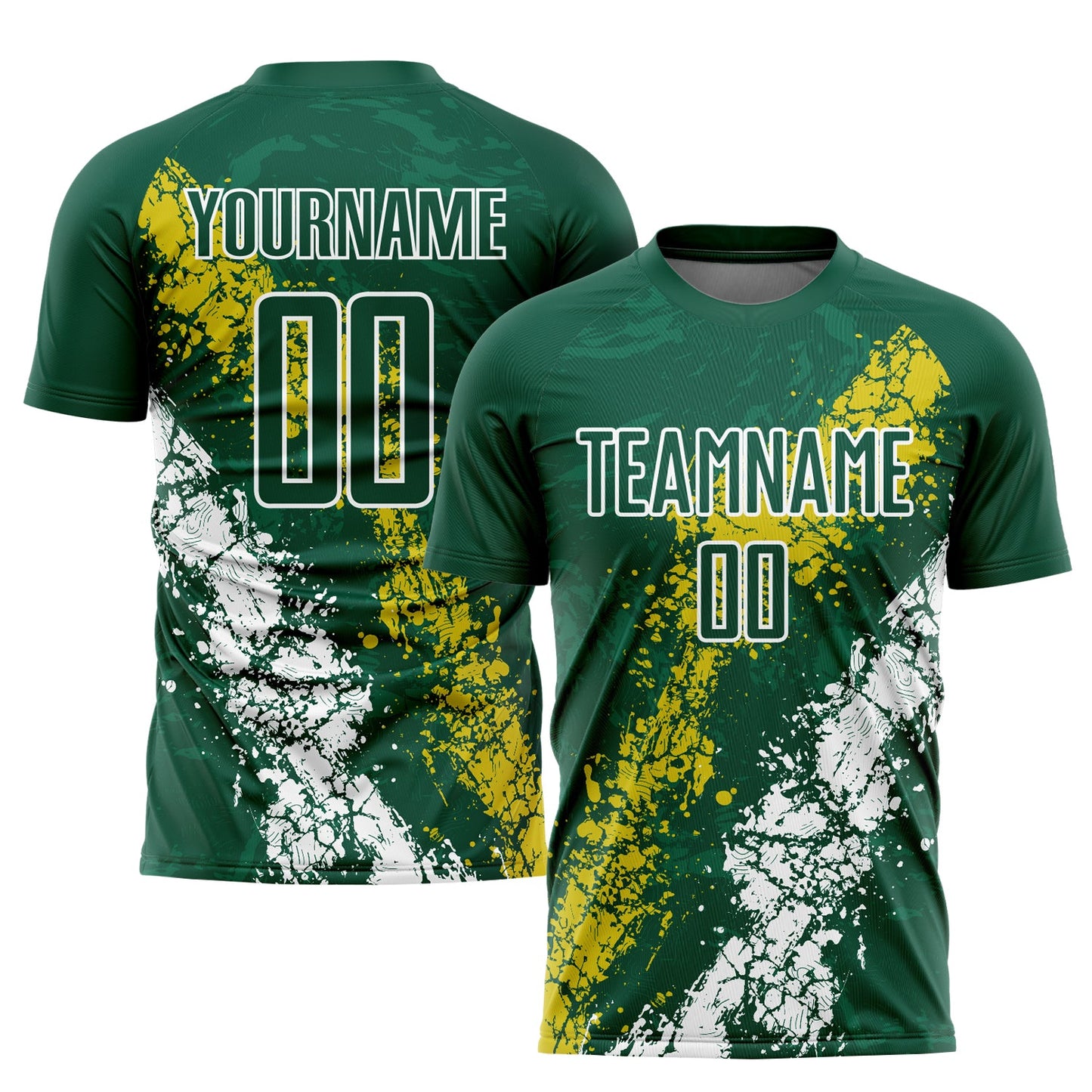 Custom Green Yellow-White Sublimation Soccer Uniform Jersey - Main View