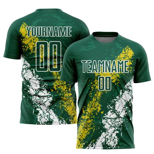 Custom Green Yellow-White Sublimation Soccer Uniform Jersey - Main View