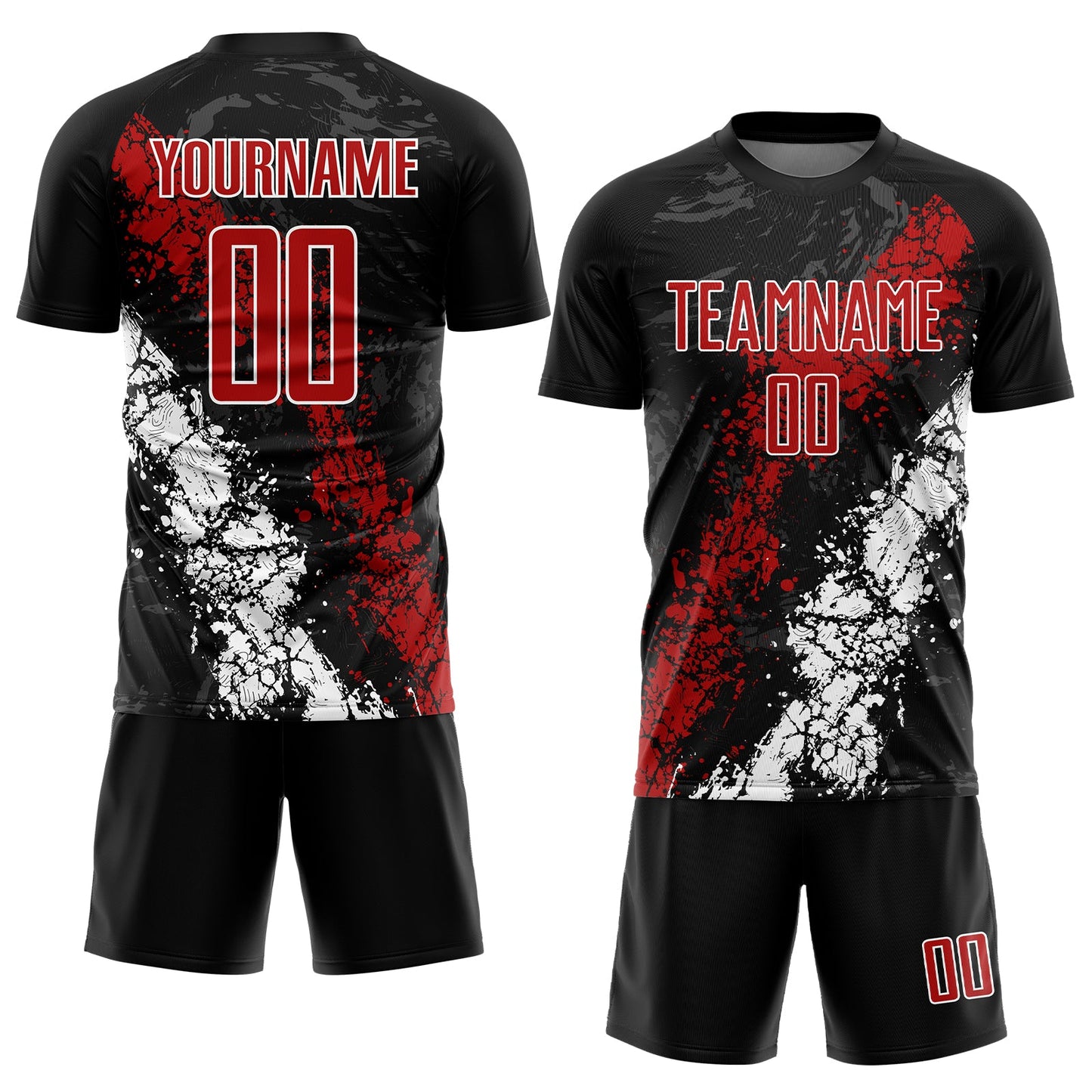 Custom Black Red-White Sublimation Soccer Uniform Jersey view 2