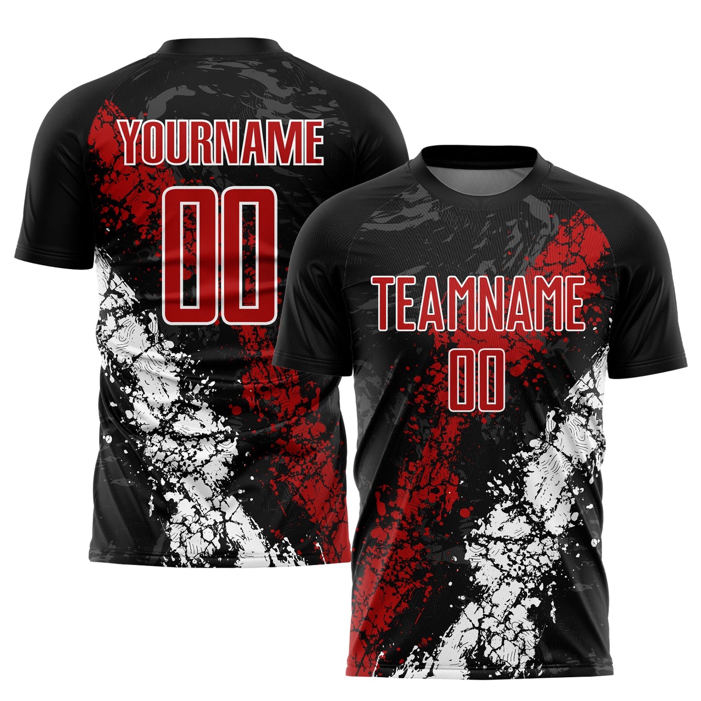 Custom Black Red-White Sublimation Soccer Uniform Jersey - Main View