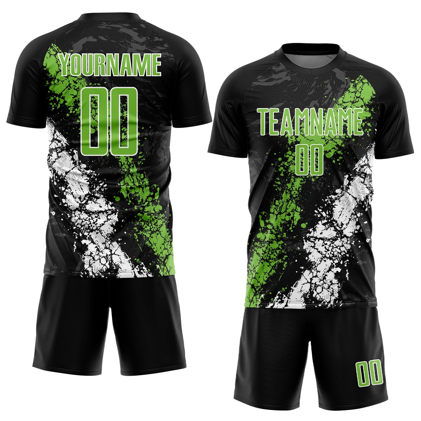 Custom Black Neon Green-White Sublimation Soccer Uniform Jersey view 2