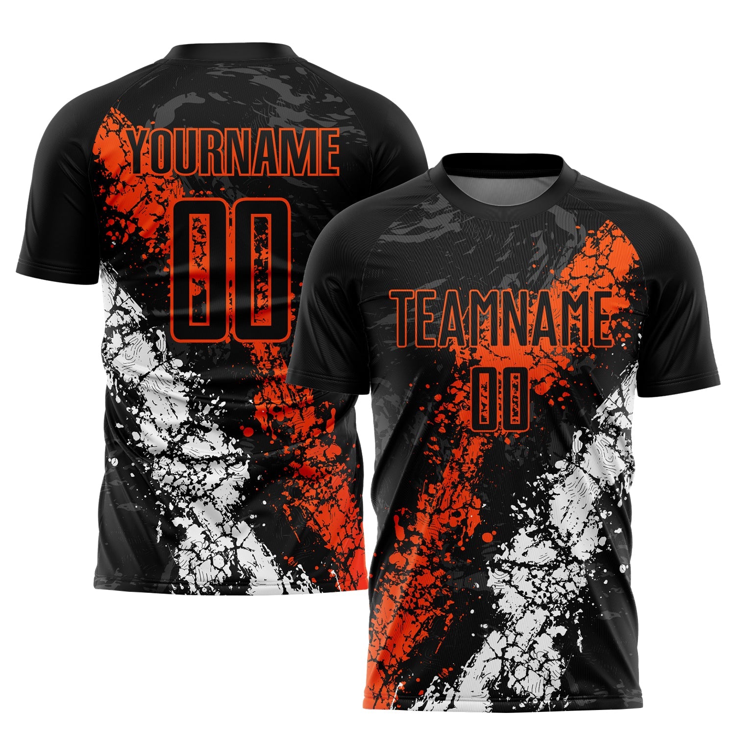 Custom Black Orange-White Sublimation Soccer Uniform Jersey - Main View