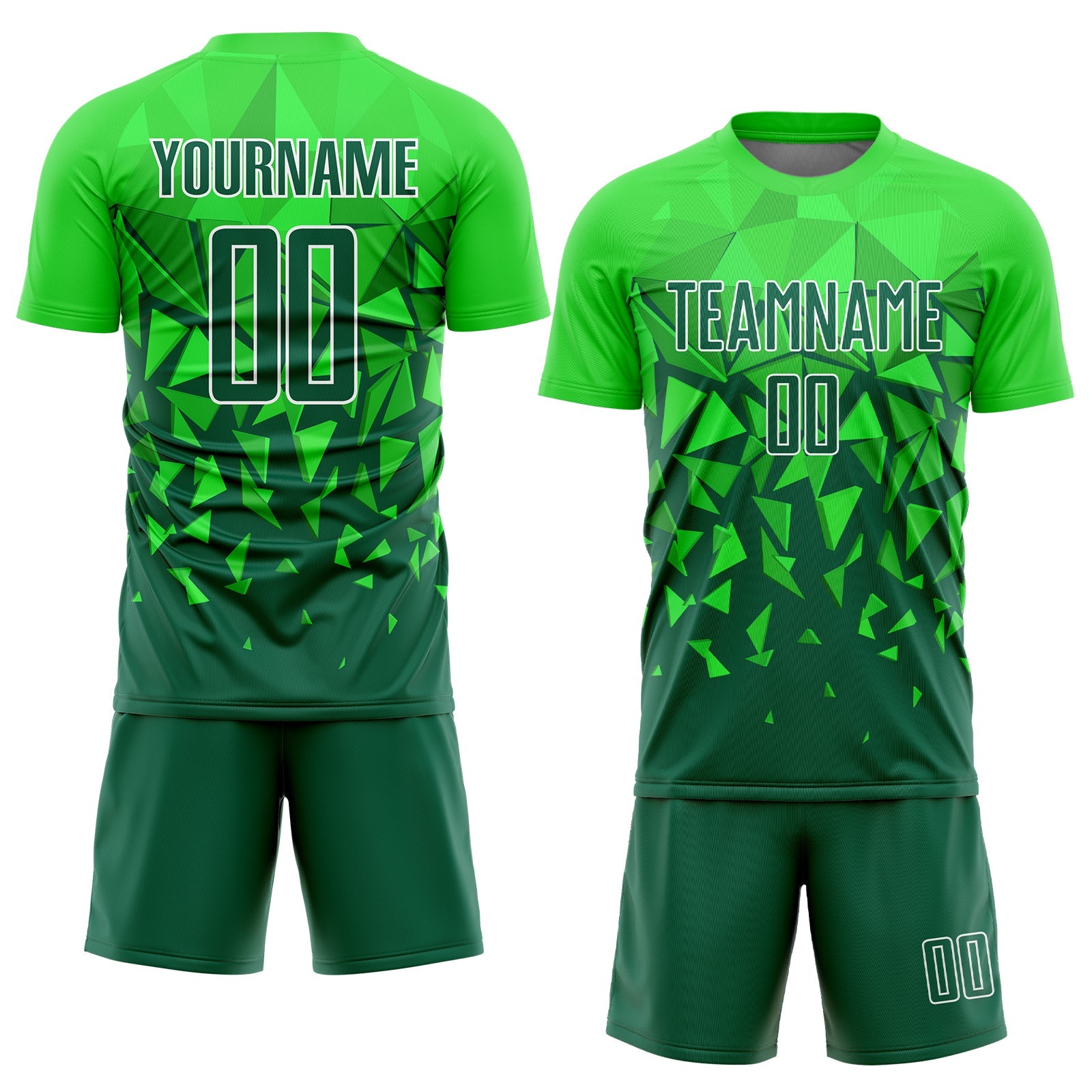 Custom Green Grass Green-White Sublimation Soccer Uniform Jersey view 2