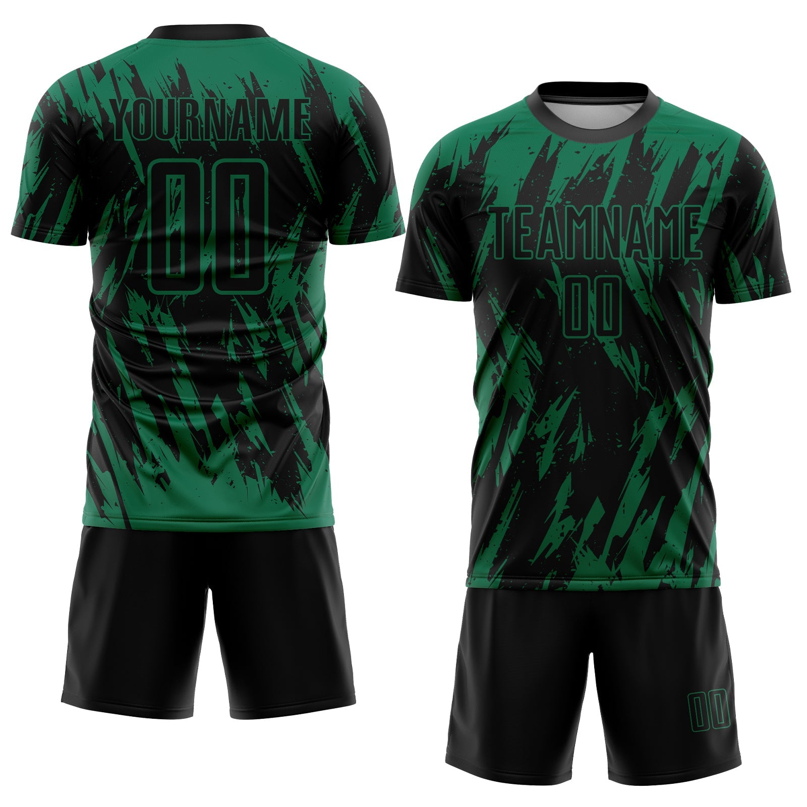 Custom Kelly Green Black Sublimation Soccer Uniform Jersey view 2