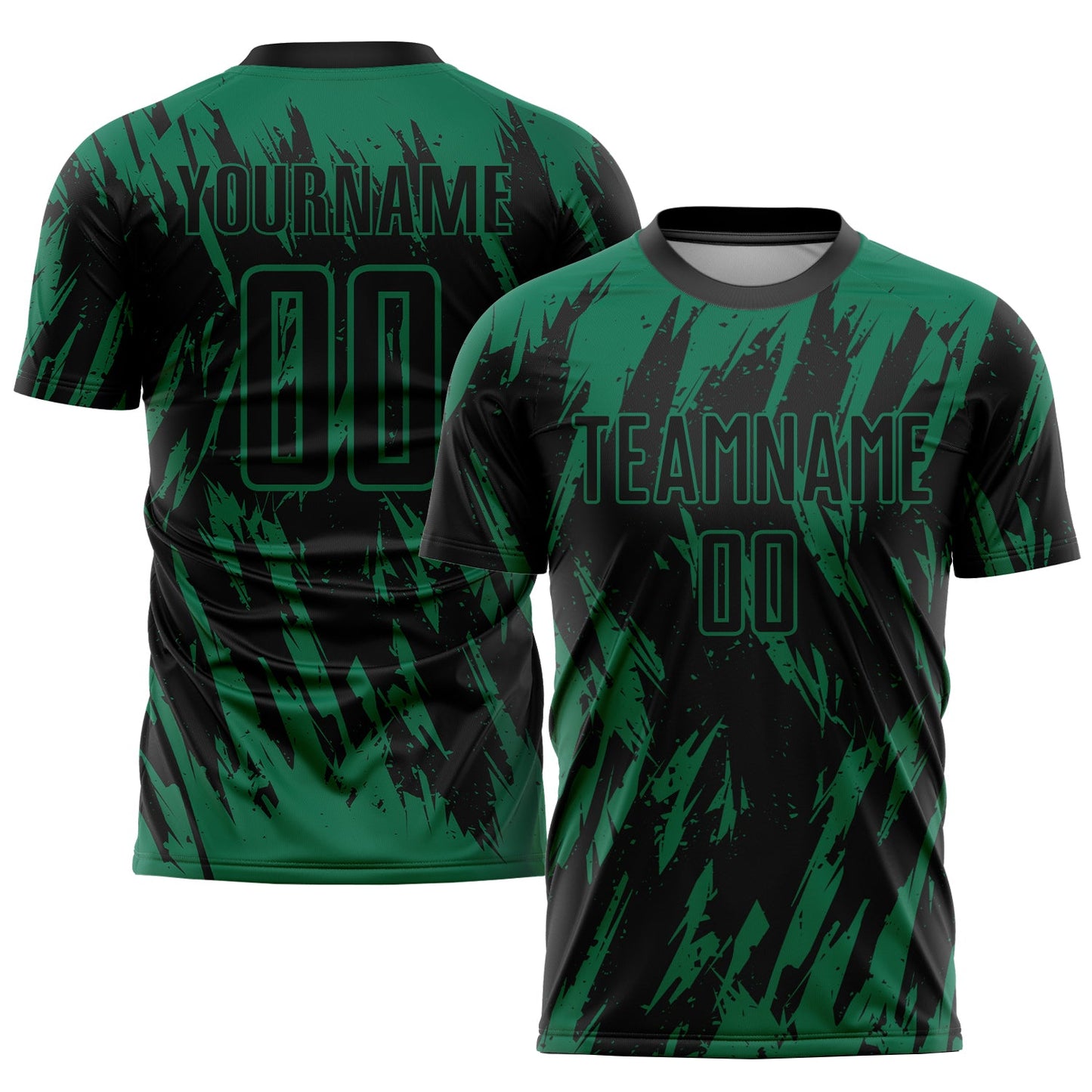 Custom Kelly Green Black Sublimation Soccer Uniform Jersey - Main View