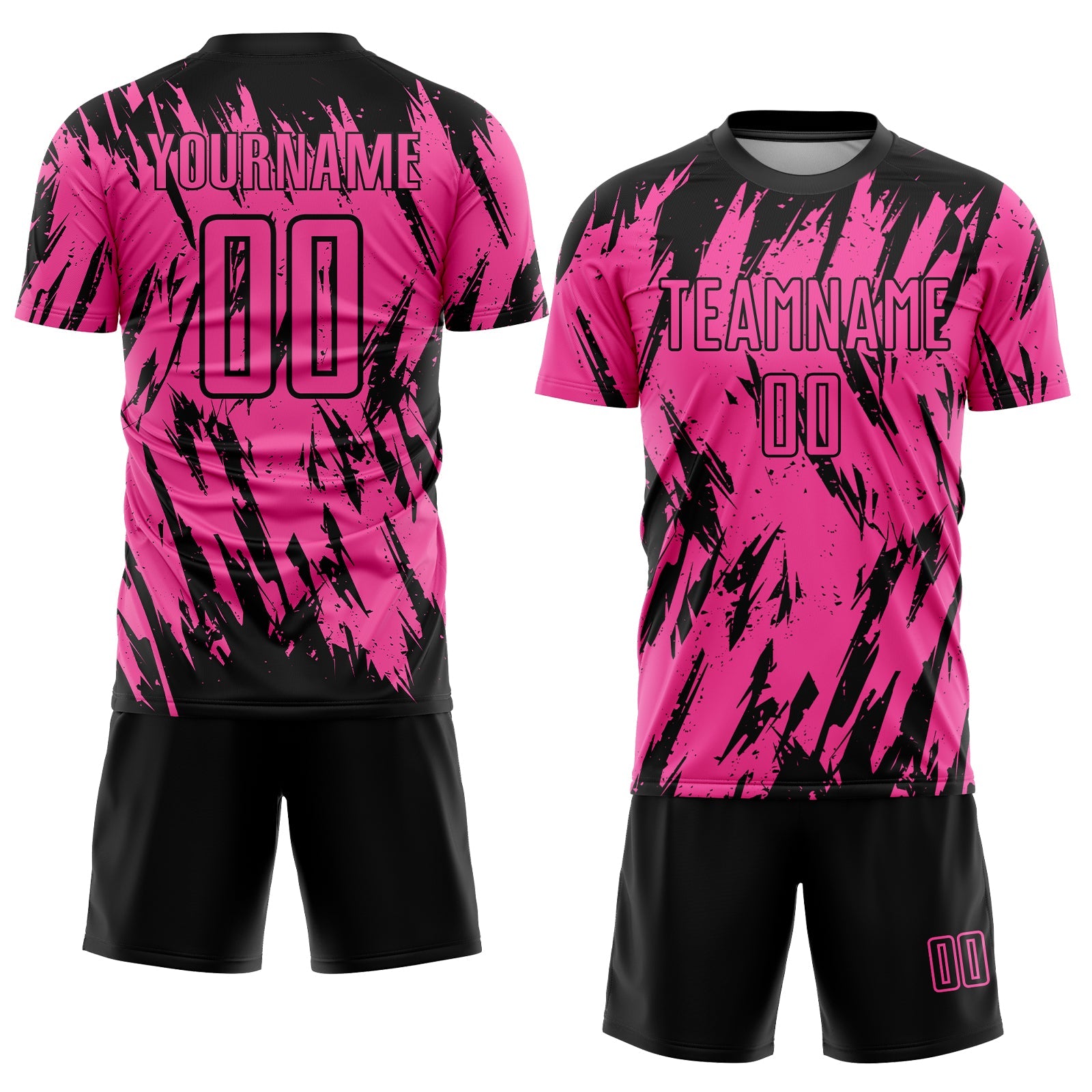 Custom Pink Black Sublimation Soccer Uniform Jersey view 2