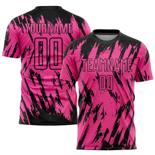 Custom Pink Black Sublimation Soccer Uniform Jersey - Main View