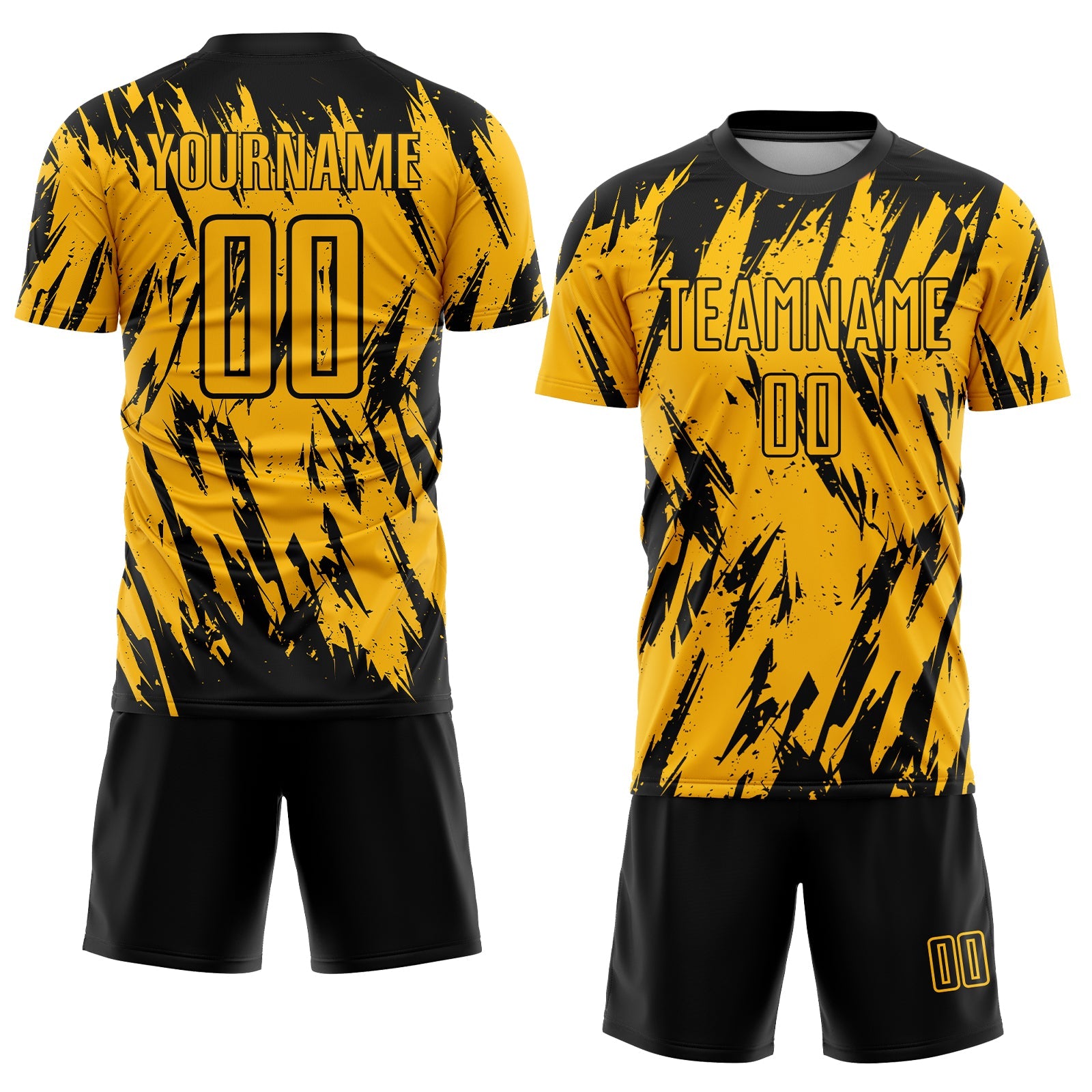 Custom Gold Black Sublimation Soccer Uniform Jersey view 2