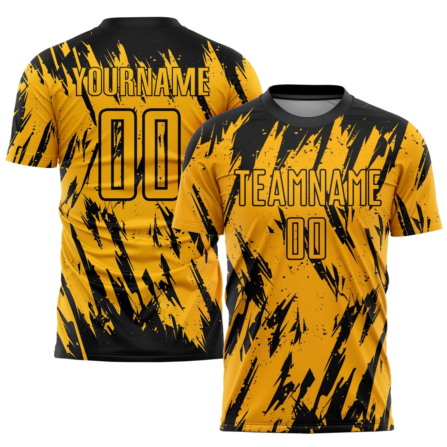 Custom Gold Black Sublimation Soccer Uniform Jersey - Main View