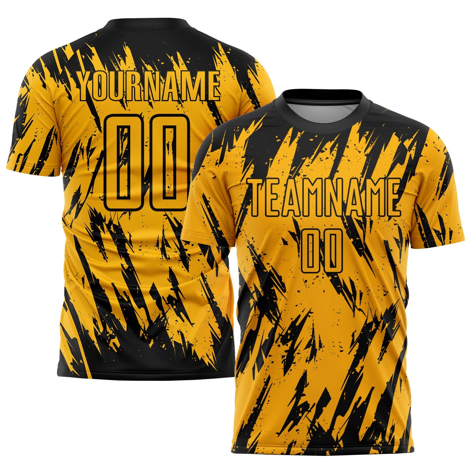 Custom Gold Black Sublimation Soccer Uniform Jersey - Main View