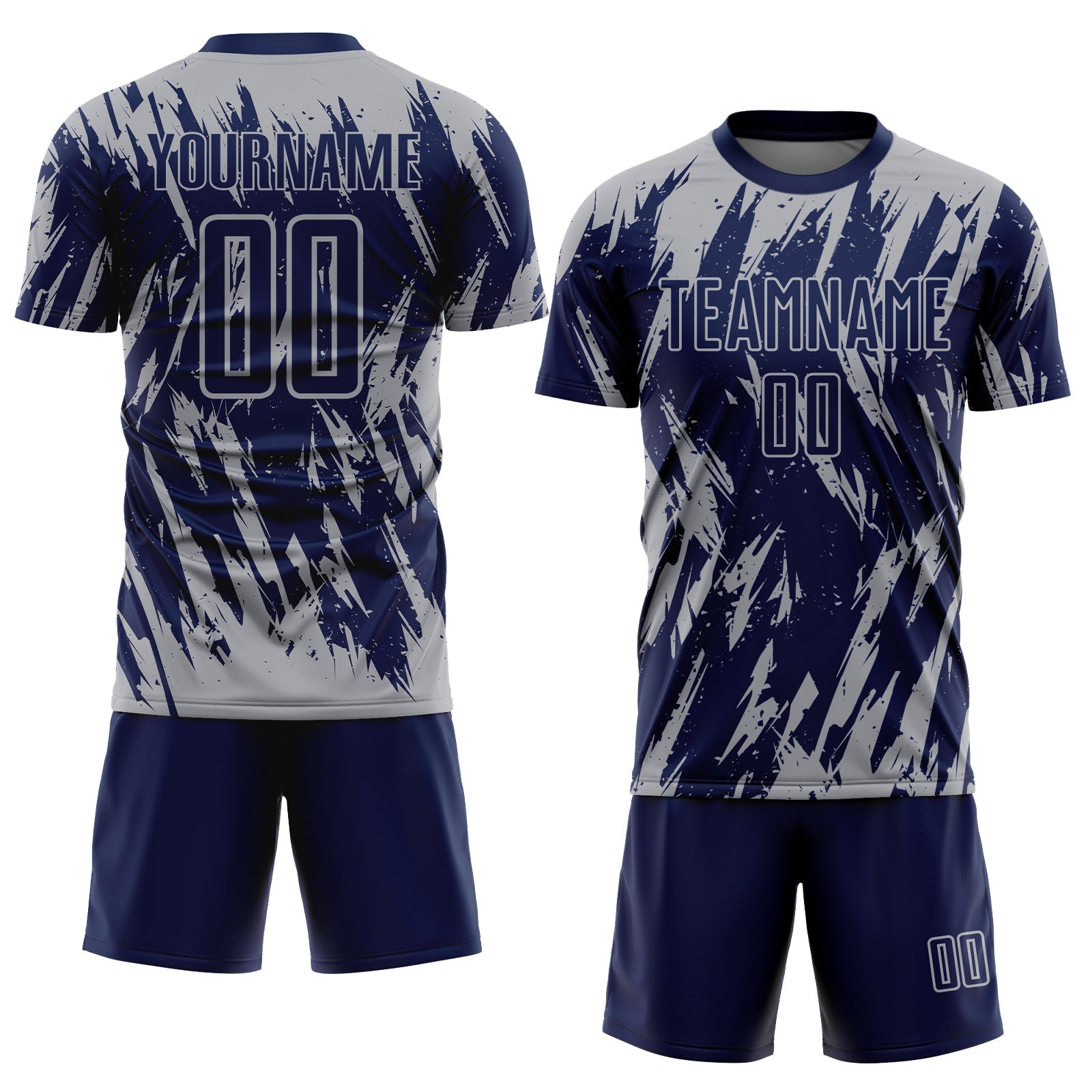 Custom Navy Gray Sublimation Soccer Uniform Jersey view 2
