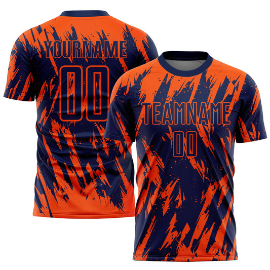 Custom Orange Navy Sublimation Soccer Uniform Jersey - Main View