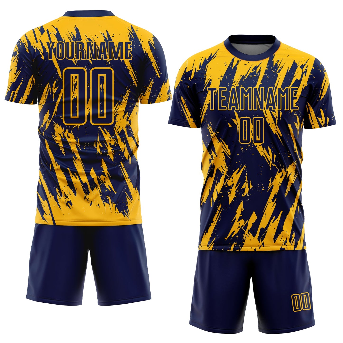 Custom Gold Navy Sublimation Soccer Uniform Jersey view 2