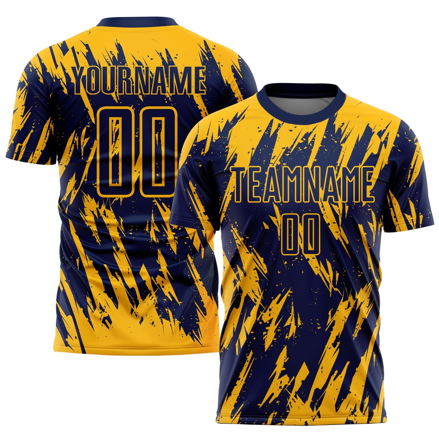 Custom Gold Navy Sublimation Soccer Uniform Jersey - Main View