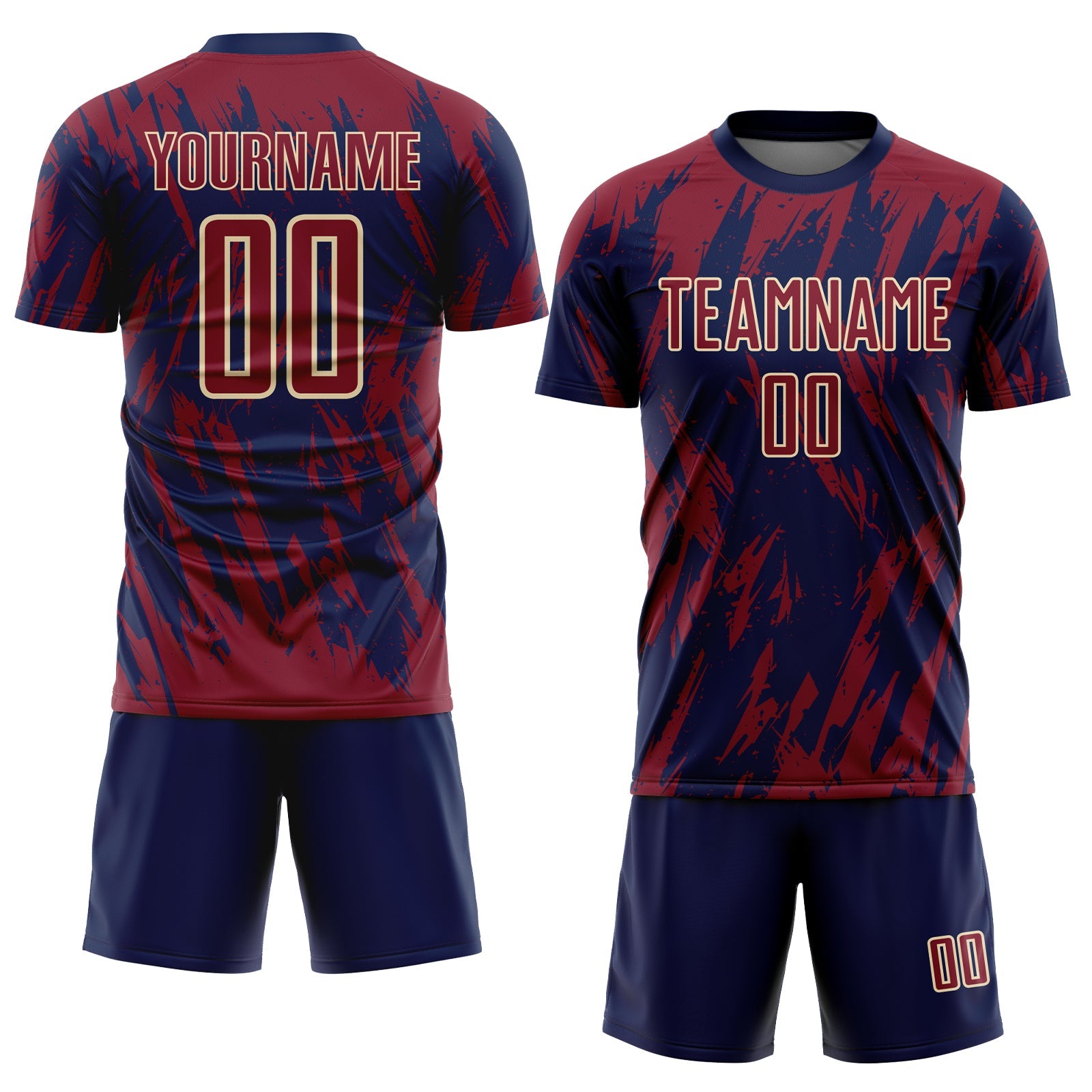 Custom Crimson Navy-City Cream Sublimation Soccer Uniform Jersey view 2