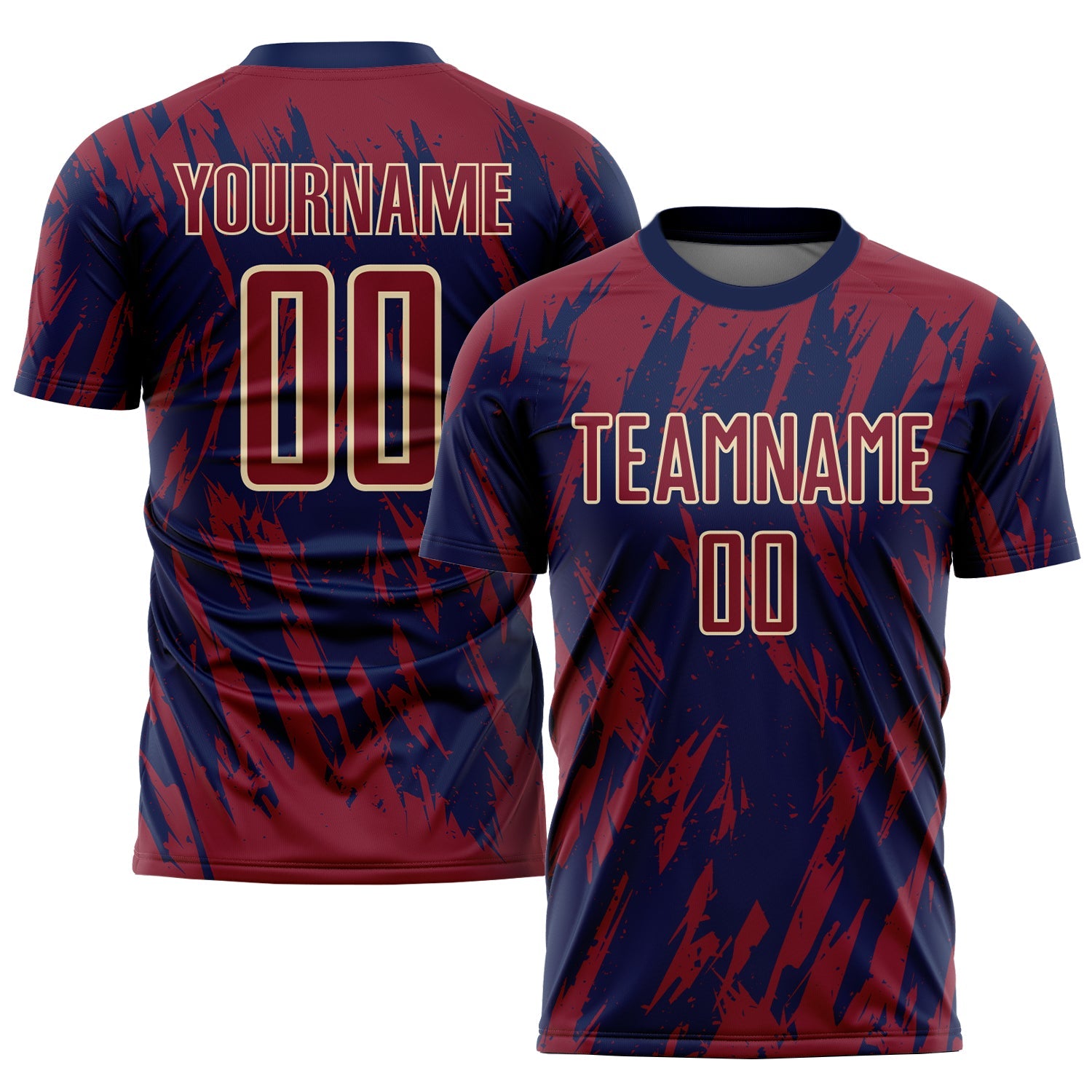Custom Crimson Navy-City Cream Sublimation Soccer Uniform Jersey - Main View