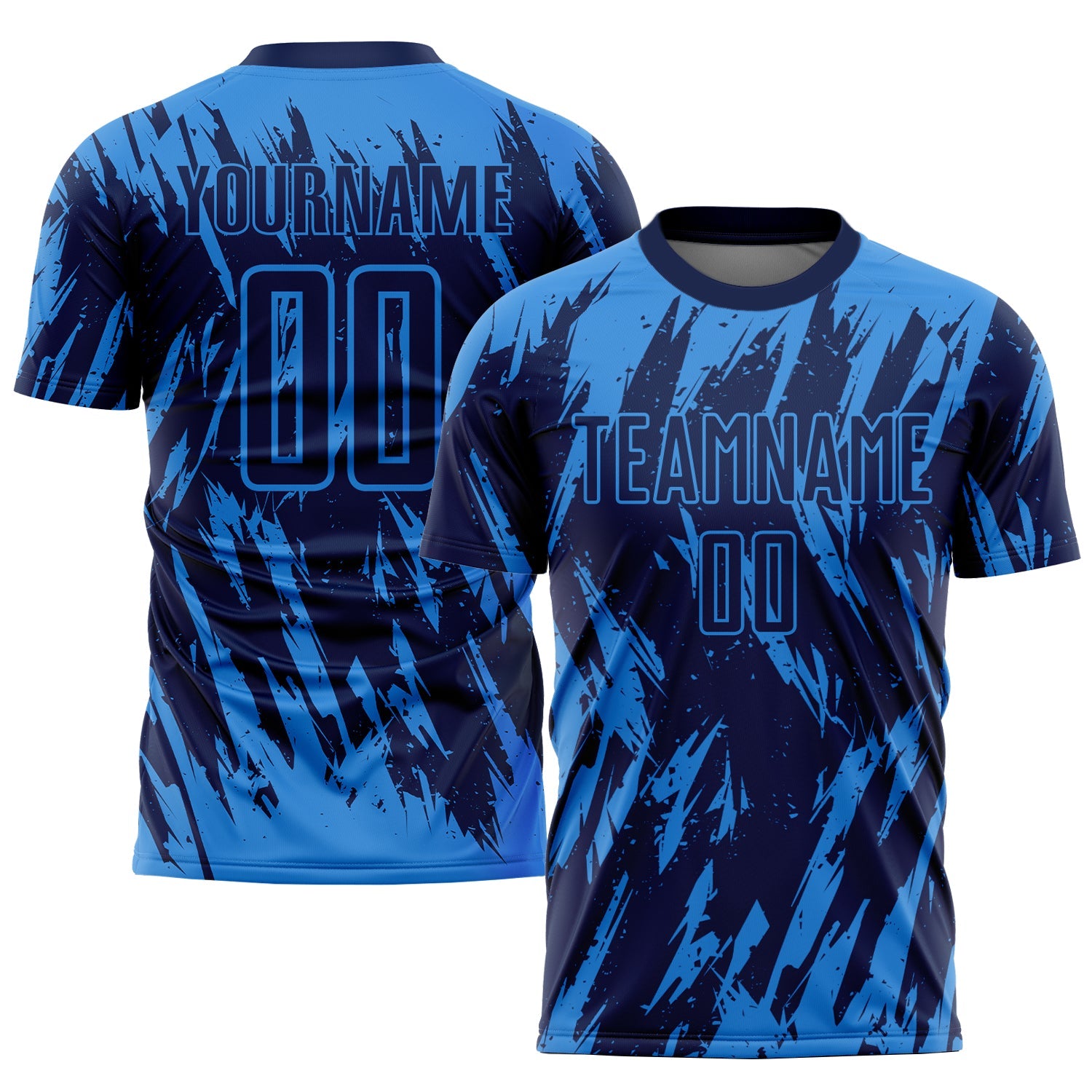 Custom Powder Blue Navy Sublimation Soccer Uniform Jersey - Main View