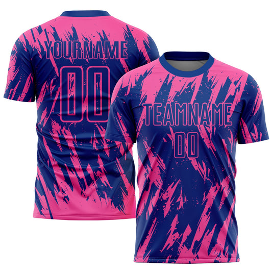 Custom Pink Royal Sublimation Soccer Uniform Jersey - Main View