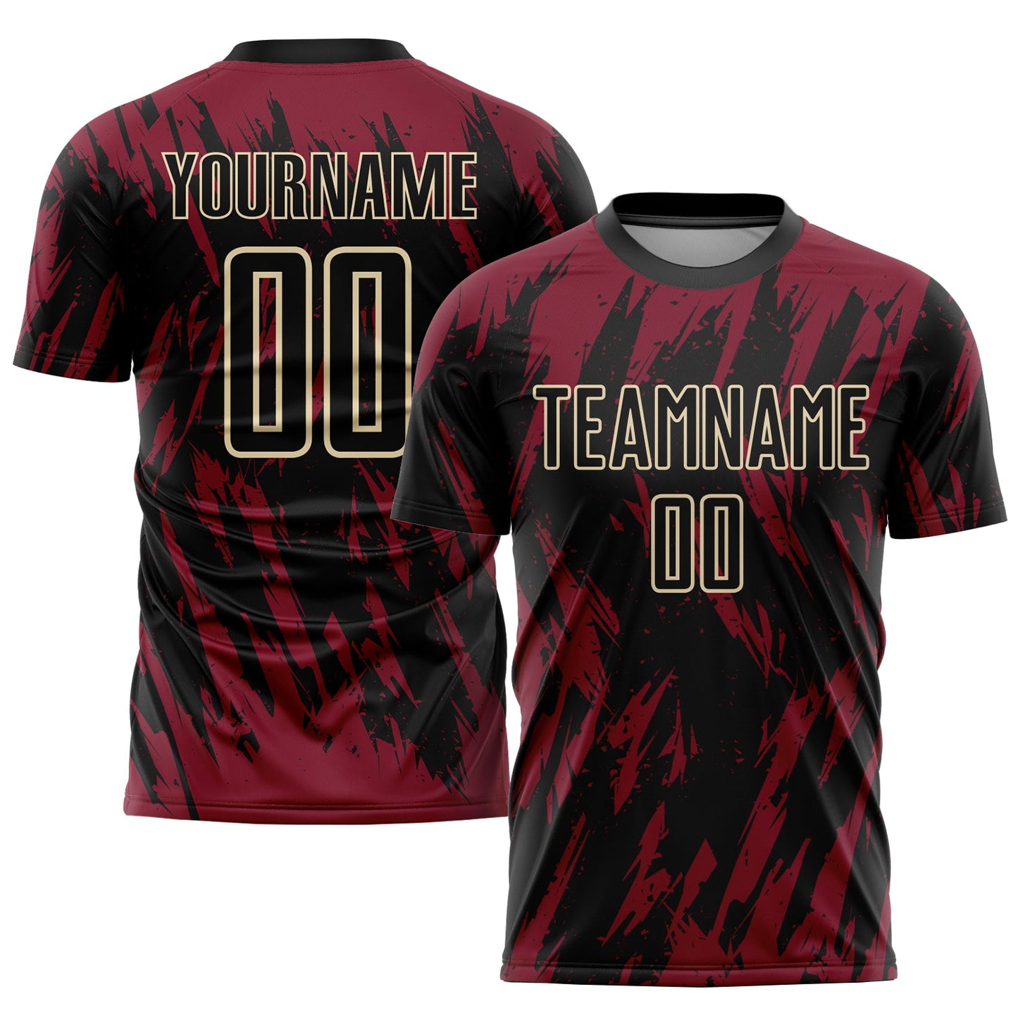 Custom Crimson Black-City Cream Sublimation Soccer Uniform Jersey - Main View