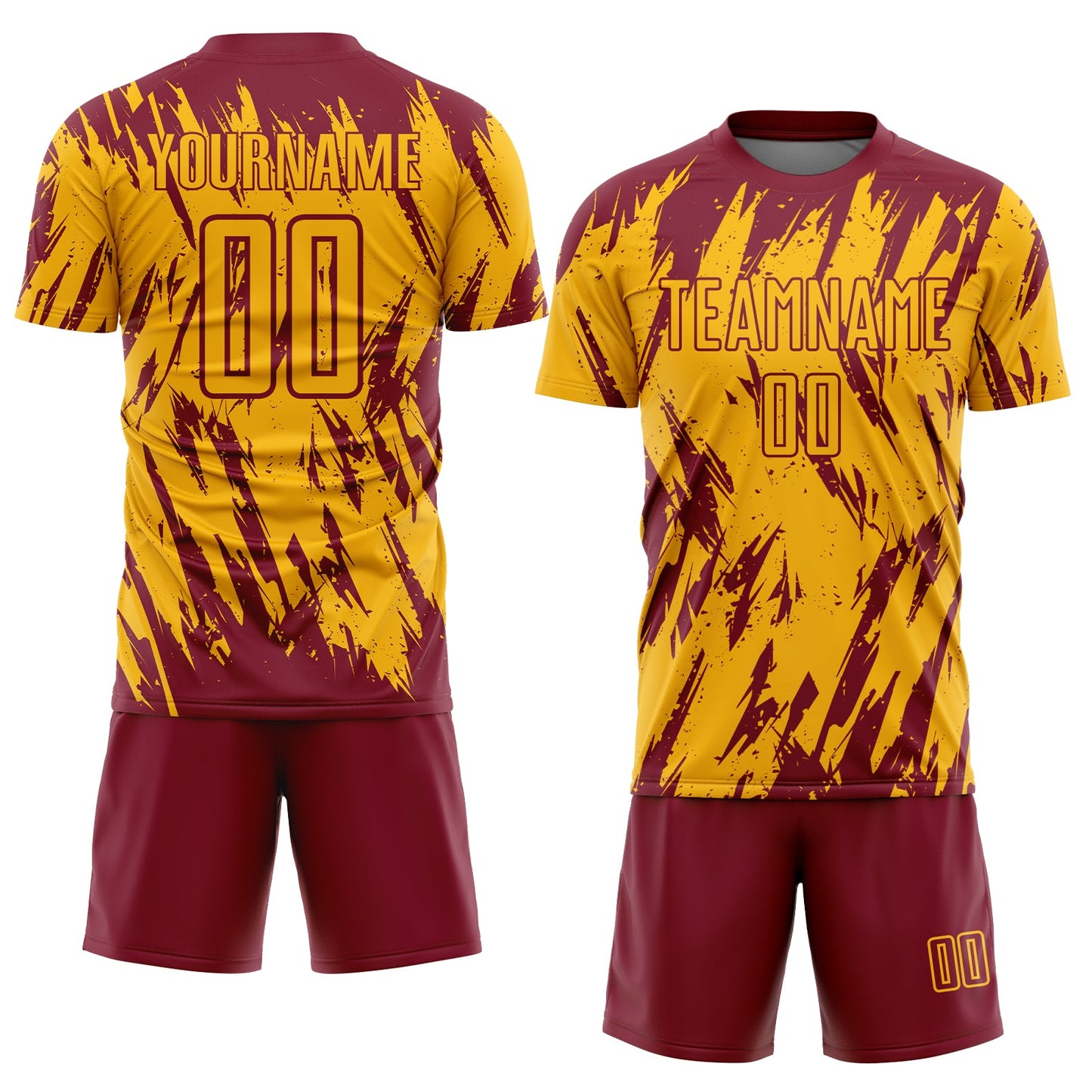 Custom Gold Crimson Sublimation Soccer Uniform Jersey view 2
