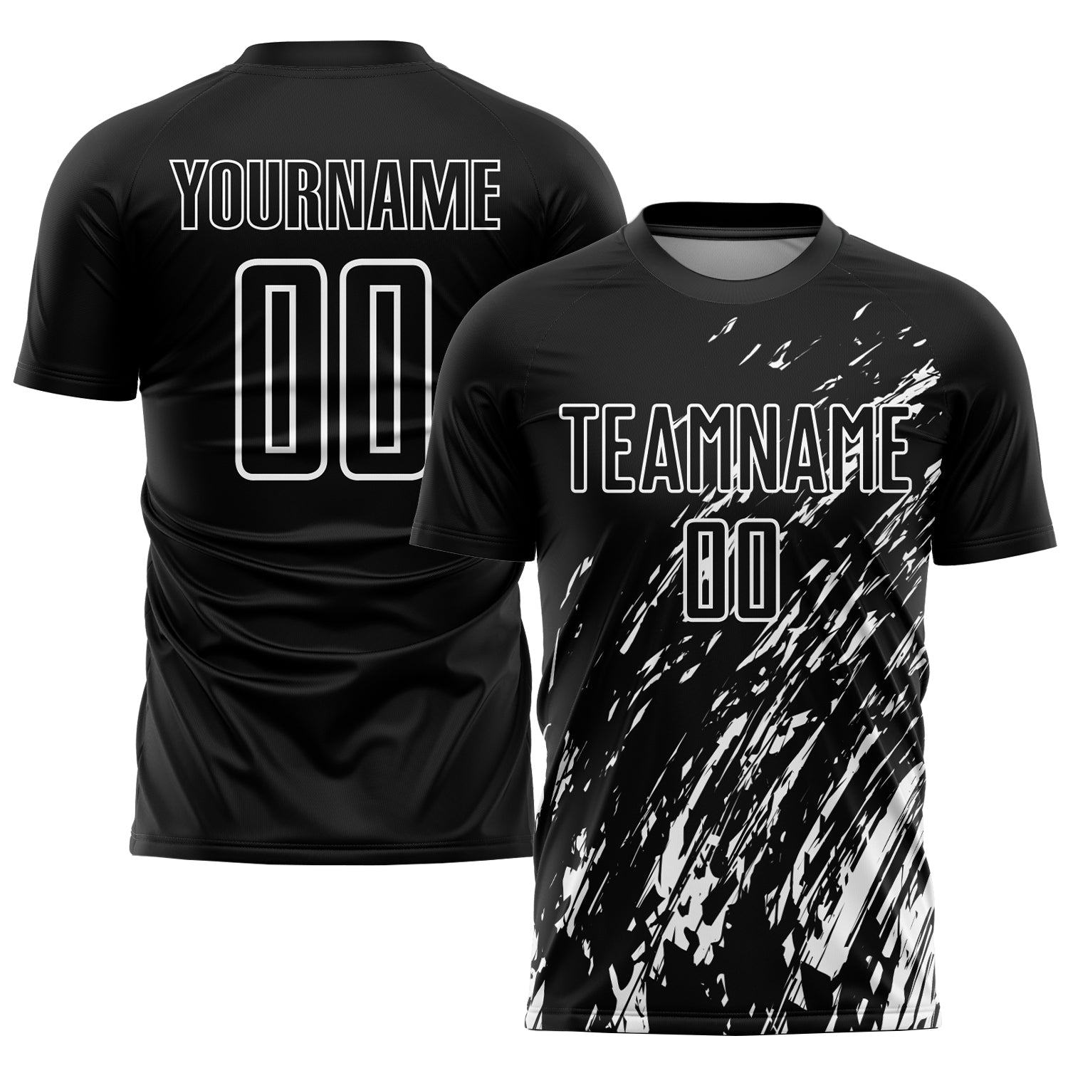 Custom Black White Sublimation Soccer Uniform Jersey - Main View